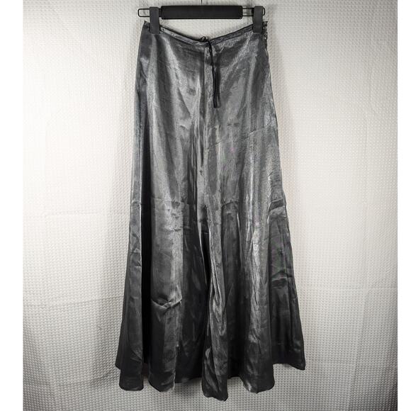 Simco Formalwear 2 Metallic Silver Maxi Skirt Satin Shiny Evening Party Y2K - Picture 3 of 7